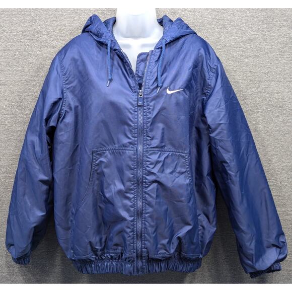 NIKE Womens Jacket - Blue, Hood, Quilted Lining, Full Zip, Light Winter, M(8-10) - Picture 1 of 5